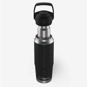 26 oz FlasKap Black Stainless Steel Bottle - Freepour System